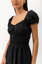 CLARESSA RUCHED WAIST LINEN MIDI DRESS CLARESSA RUCHED WAIST LINEN MIDI DRESS