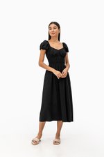 CLARESSA RUCHED WAIST LINEN MIDI DRESS CLARESSA RUCHED WAIST LINEN MIDI DRESS