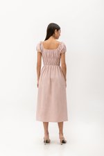 CLARESSA RUCHED WAIST LINEN MIDI DRESS CLARESSA RUCHED WAIST LINEN MIDI DRESS