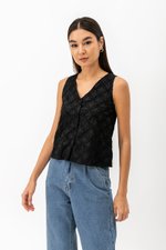 SPIROGRAPH BUTTONDOWN VEST TOP