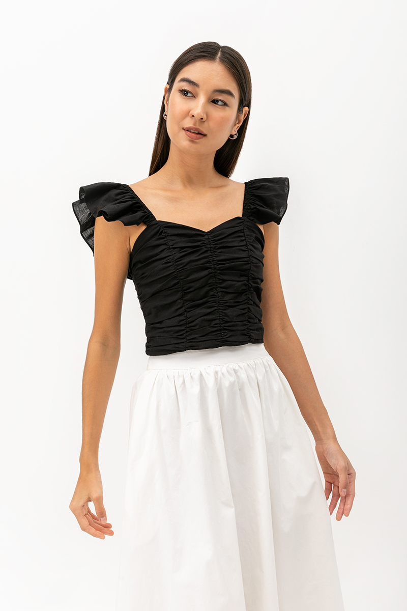 TESSA FLUTTER SLEEVE CROP TOP