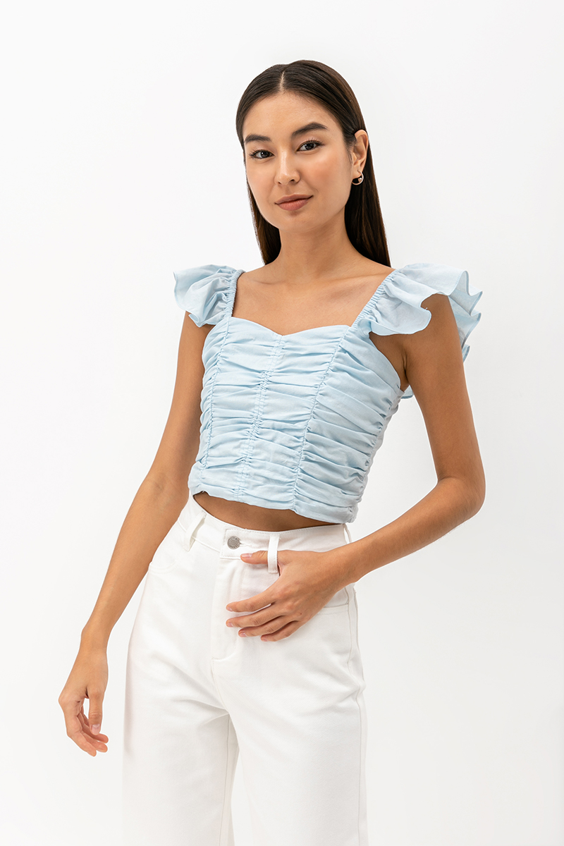 TESSA FLUTTER SLEEVE CROP TOP