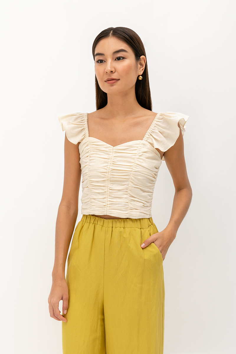 TESSA FLUTTER SLEEVE CROP TOP