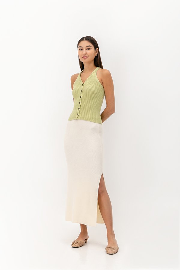 DARINA HALTER BUTTONDOWN KNIT TOP DARINA HALTER BUTTONDOWN KNIT TOP