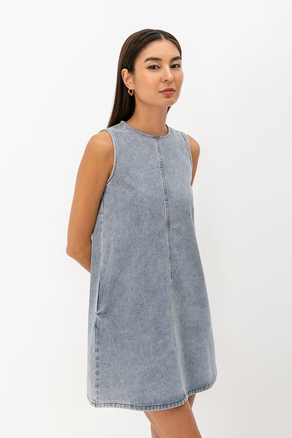 DUNE DENIM SHIFT MINI DRESS