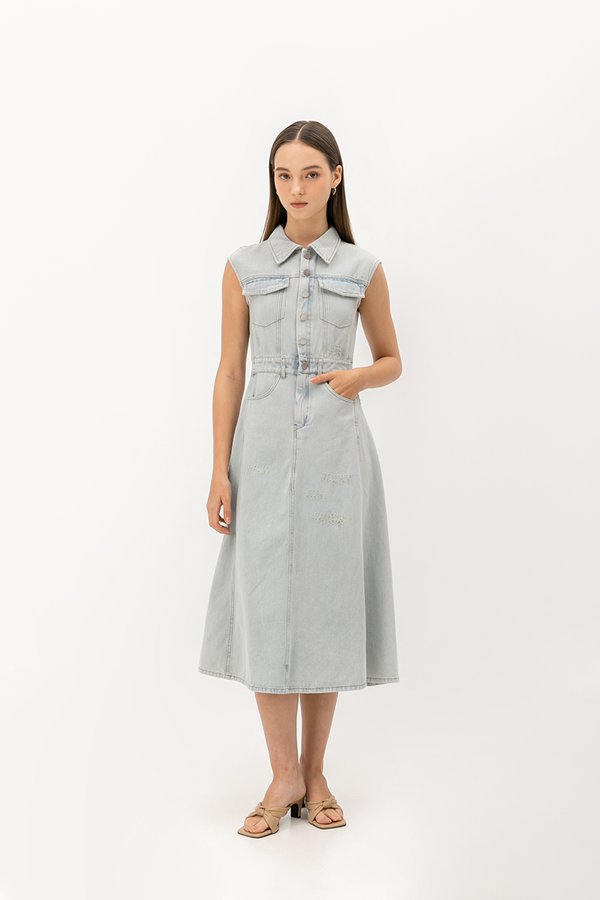 DYLAN SLEEVELESS DENIM MIDI DRESS