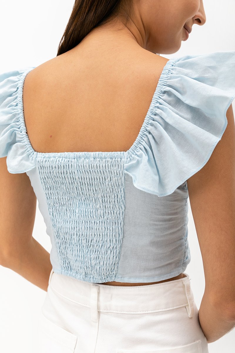 TESSA FLUTTER SLEEVE CROP TOP