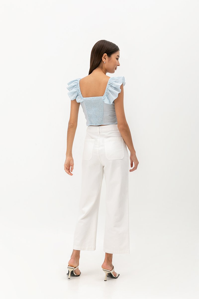 TESSA FLUTTER SLEEVE CROP TOP