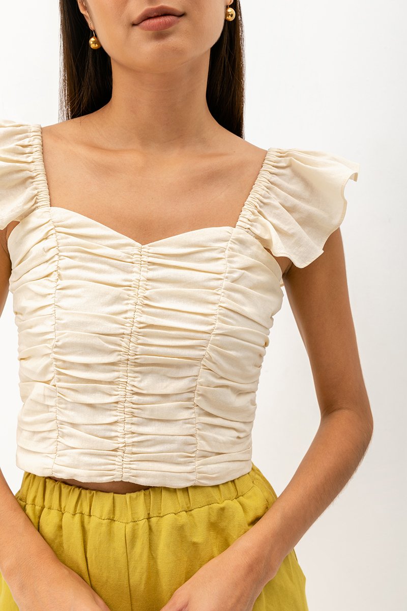 TESSA FLUTTER SLEEVE CROP TOP