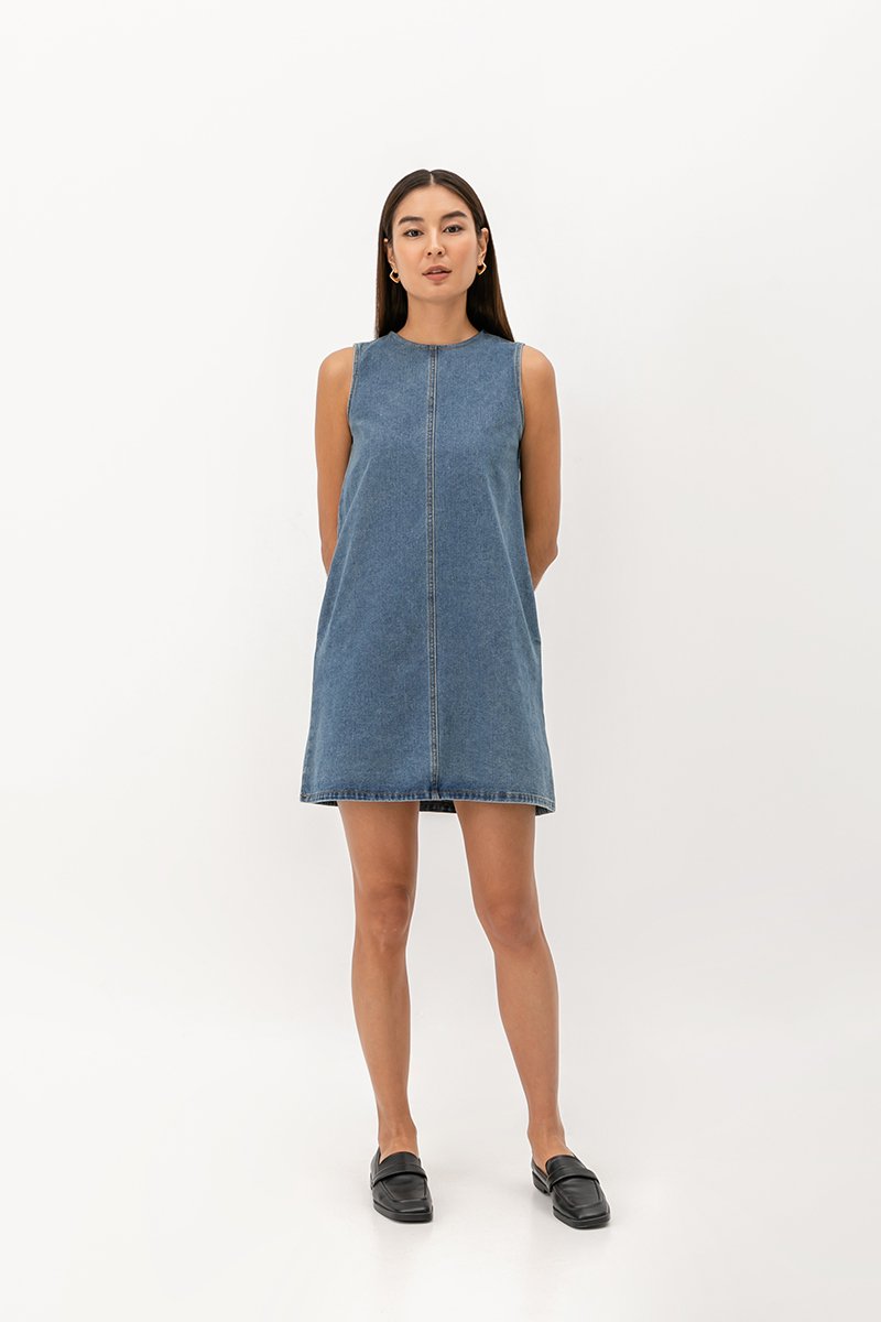 DUNE DENIM SHIFT MINI DRESS