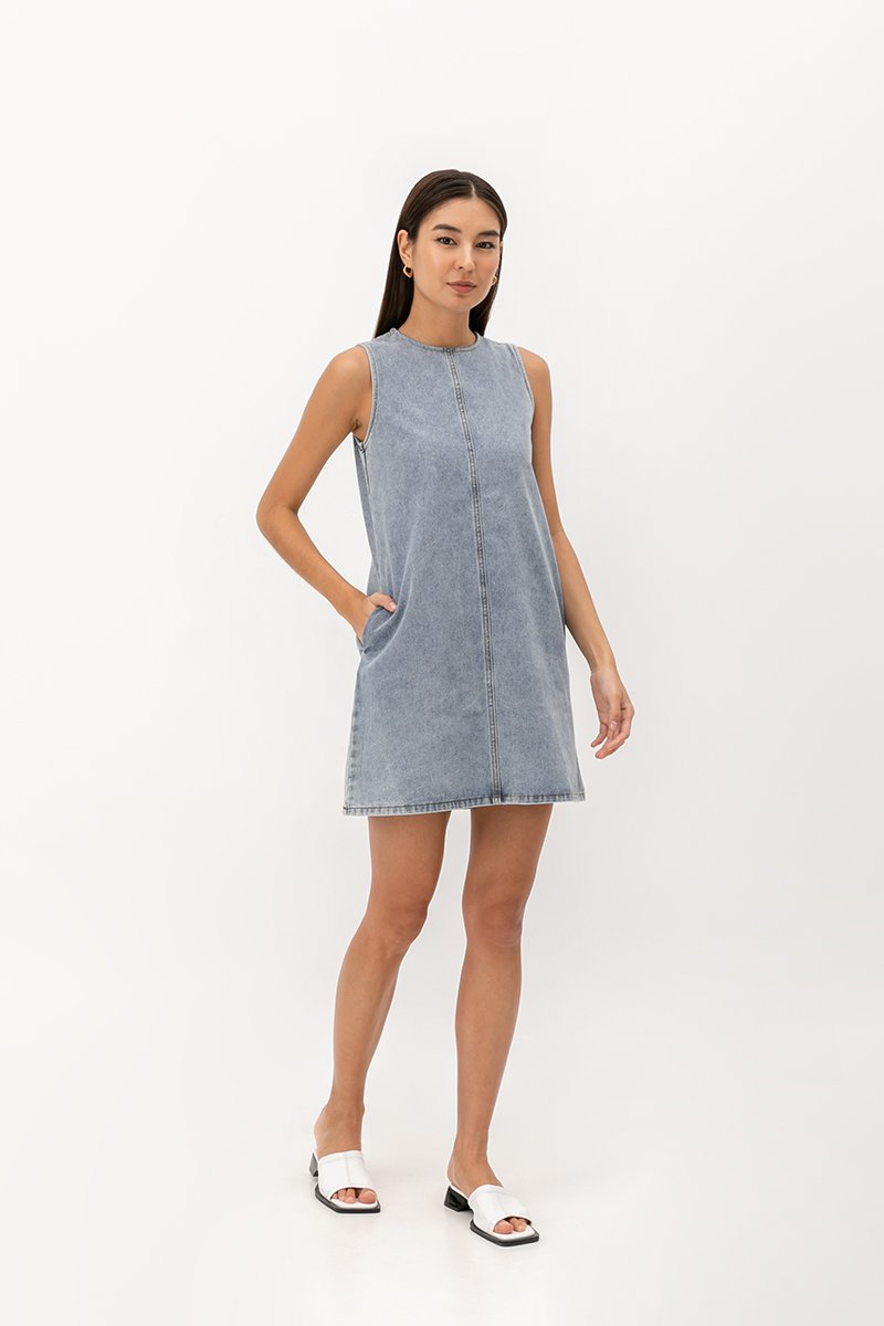 DUNE DENIM SHIFT MINI DRESS