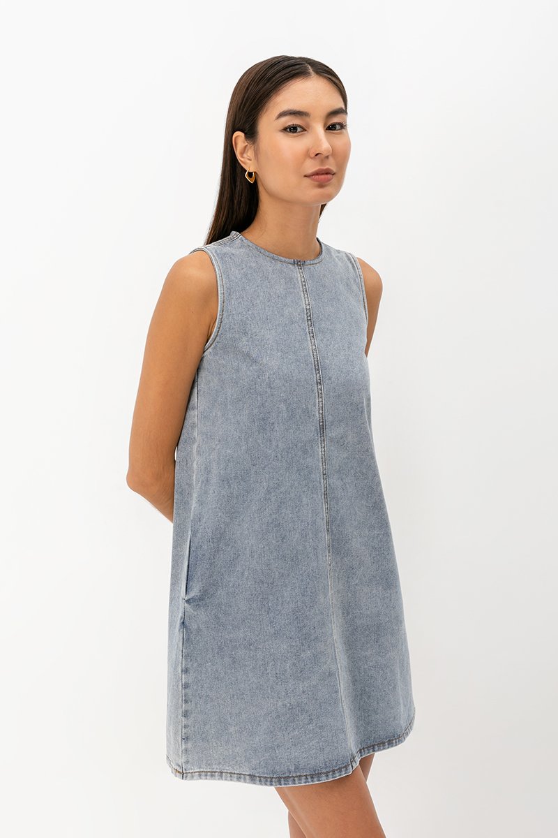 DUNE DENIM SHIFT MINI DRESS