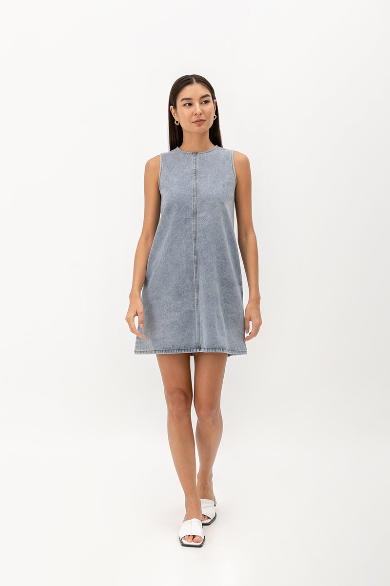 DUNE DENIM SHIFT MINI DRESS