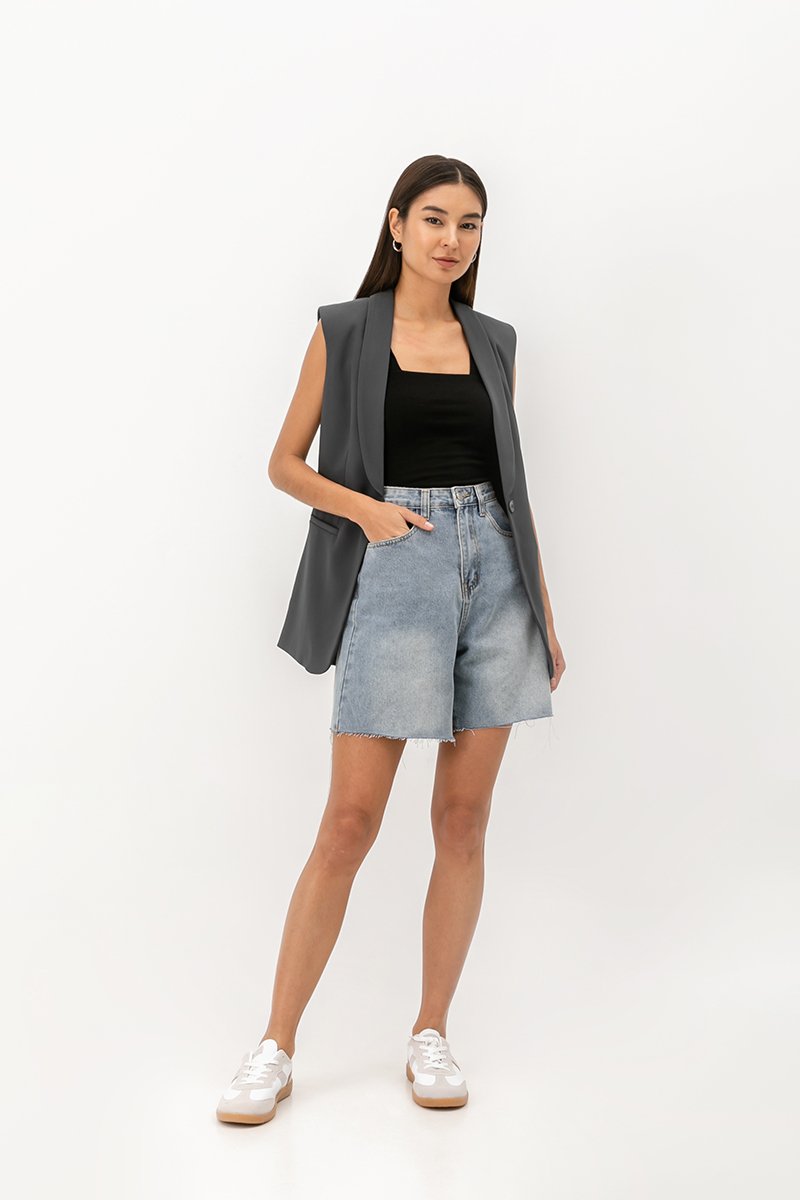 CLIFTON RAW EDGE LONG DENIM SHORTS