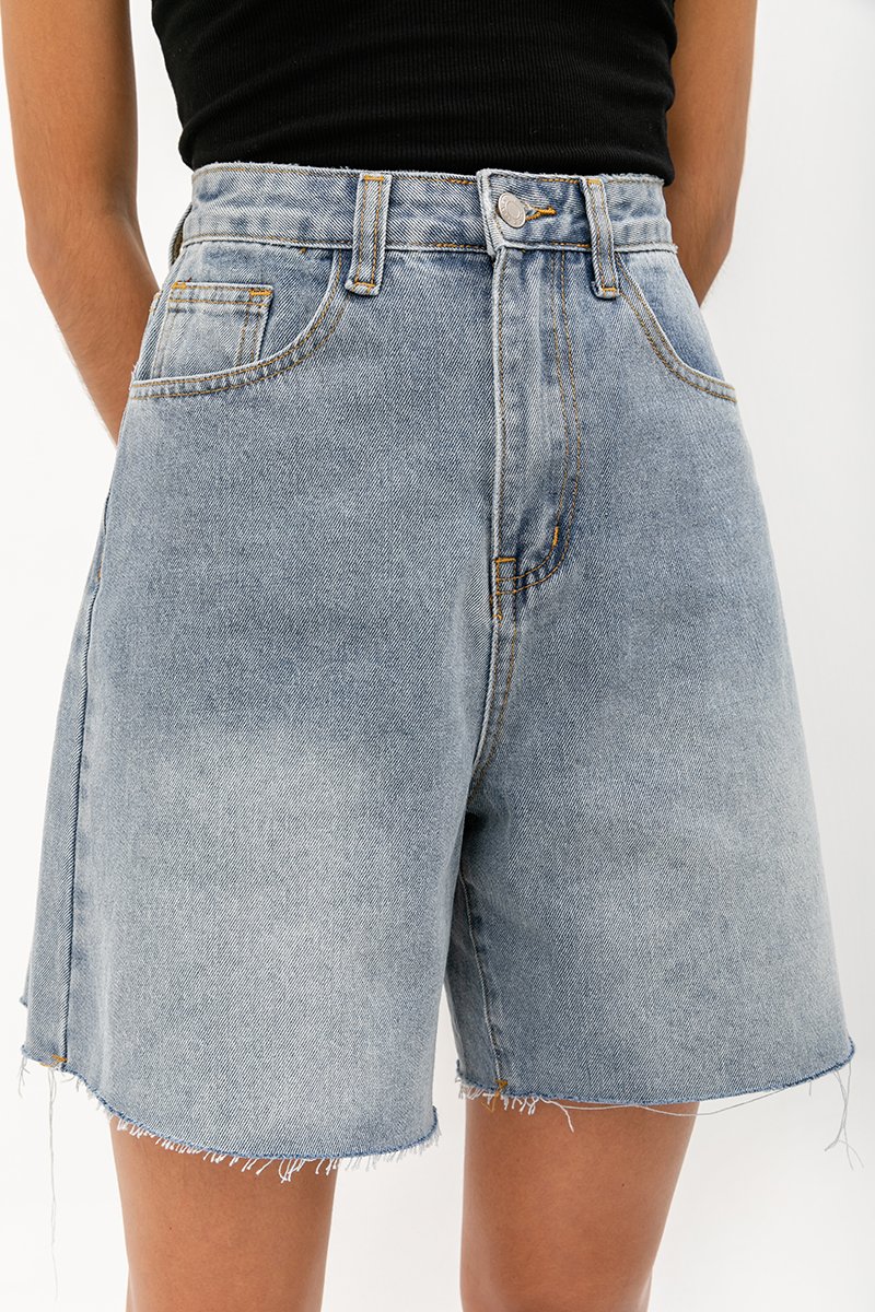 CLIFTON RAW EDGE LONG DENIM SHORTS