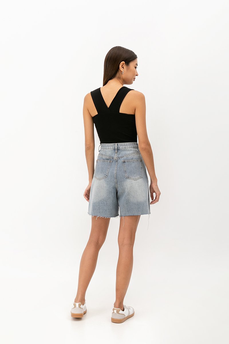CLIFTON RAW EDGE LONG DENIM SHORTS