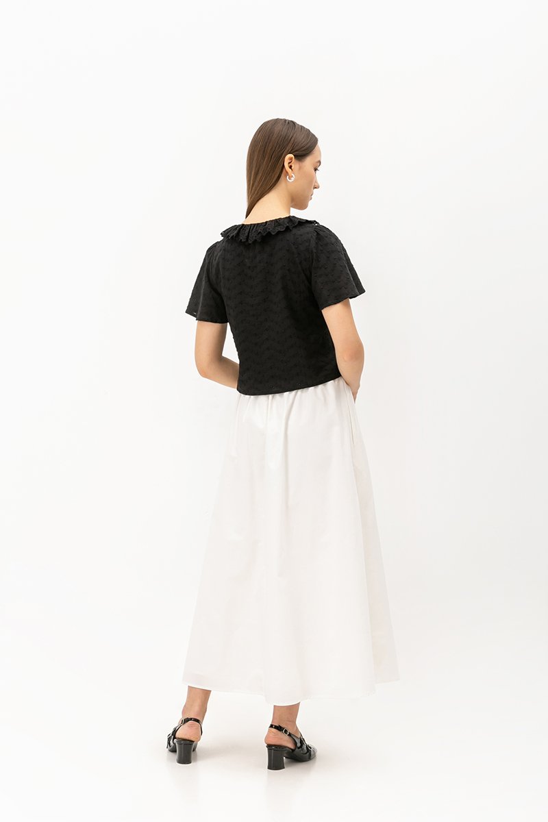 SHYE RUFFLE COLLAR EYELET TOP