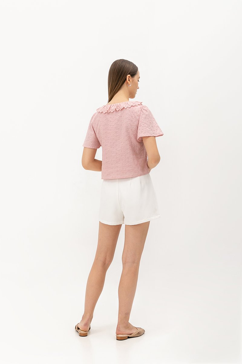 SHYE RUFFLE COLLAR EYELET TOP