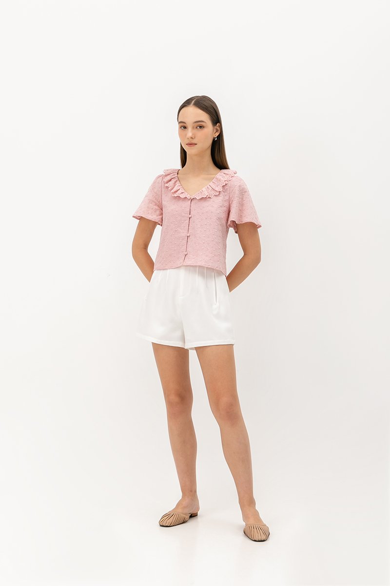 SHYE RUFFLE COLLAR EYELET TOP