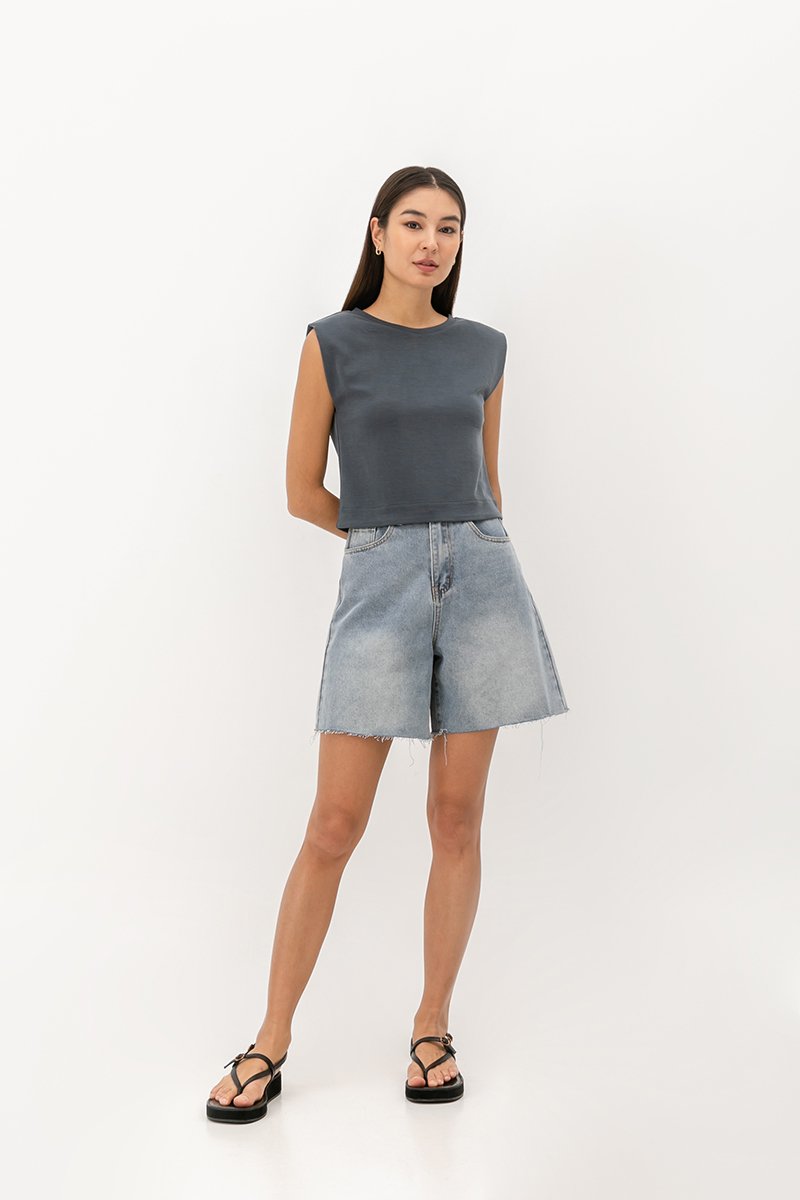 ARIA PADDED SHOULDER TOP