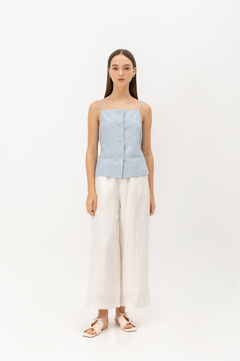 DAVIS BUTTONDOWN LINEN VEST TOP