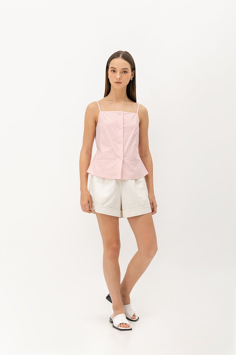 DAVIS BUTTONDOWN LINEN VEST TOP