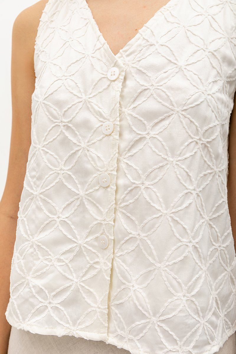 SPIROGRAPH BUTTONDOWN VEST TOP