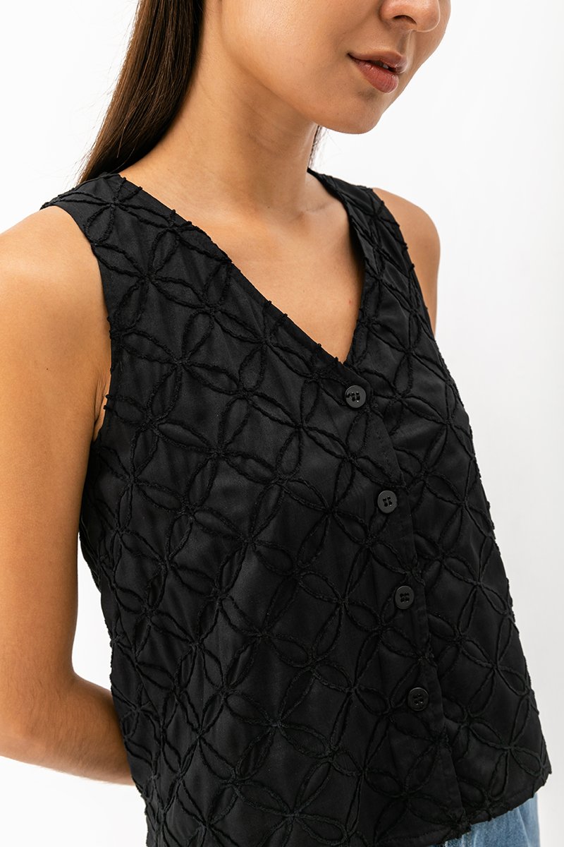 SPIROGRAPH BUTTONDOWN VEST TOP