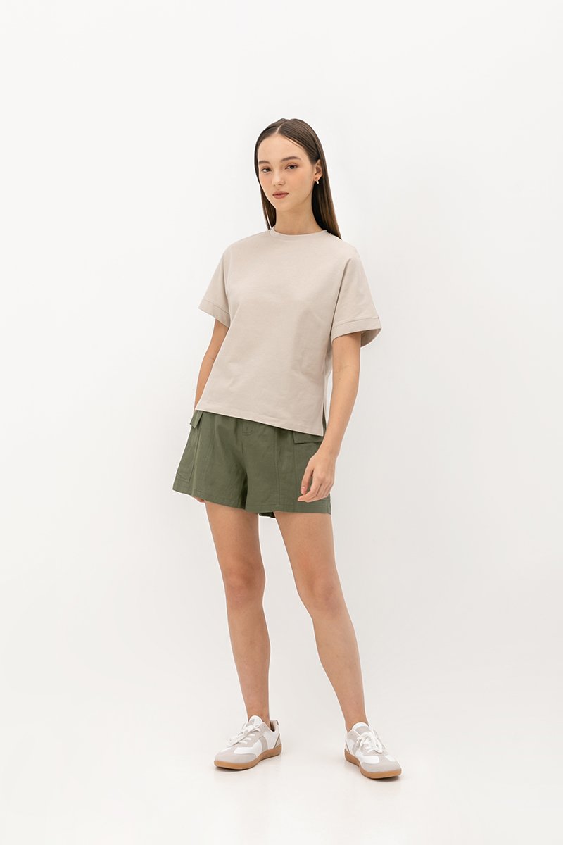 COLLINS ROLLED SLEEVE OVERSIZED TEE