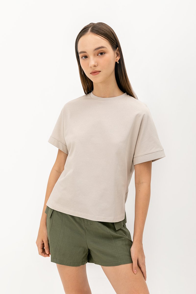 COLLINS ROLLED SLEEVE OVERSIZED TEE