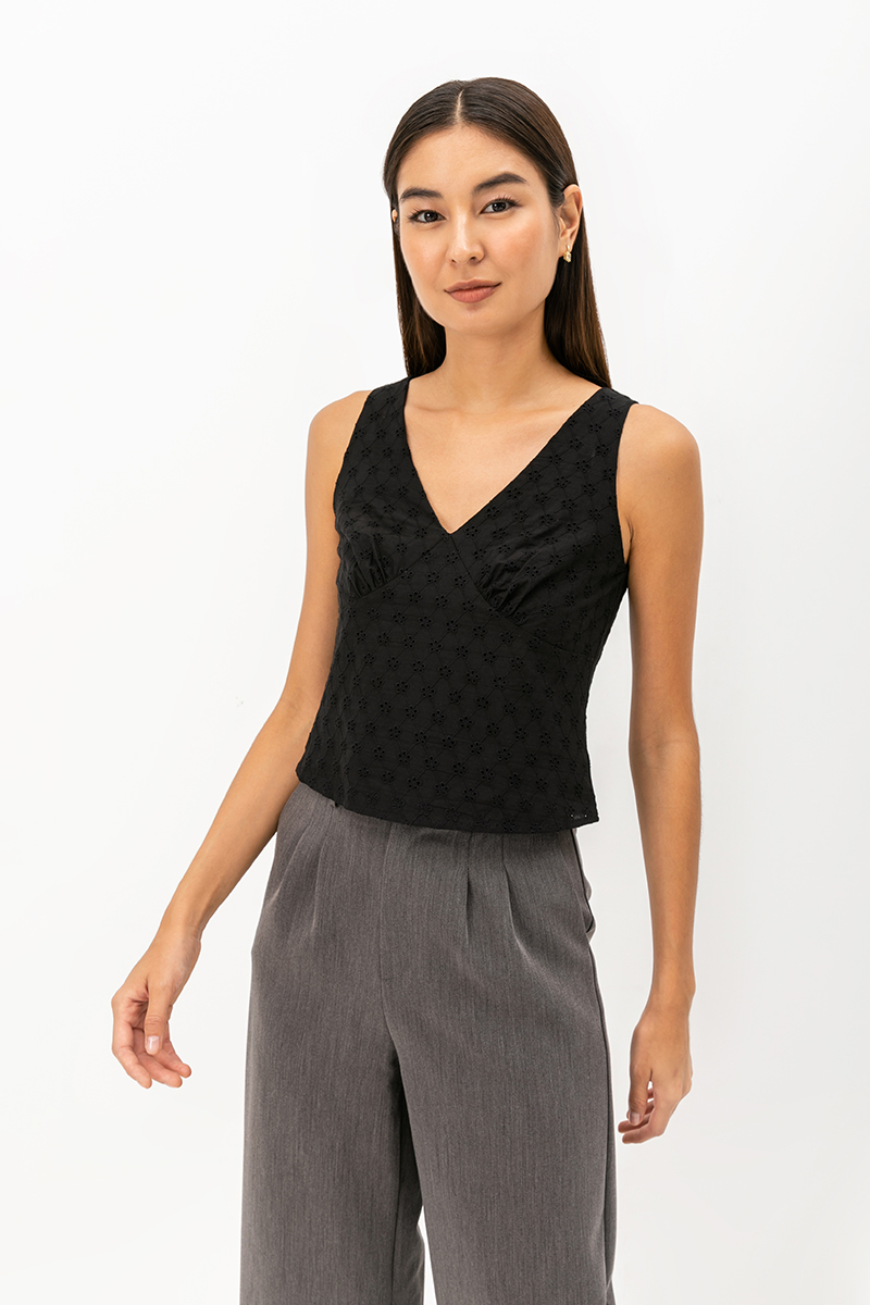 DORALYNN EYELET TOP