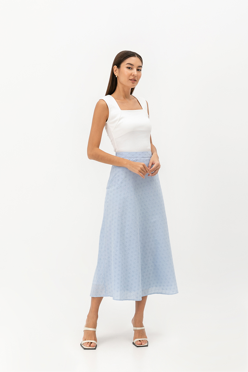 CHERIE EYELET BIAS CUT SKIRT