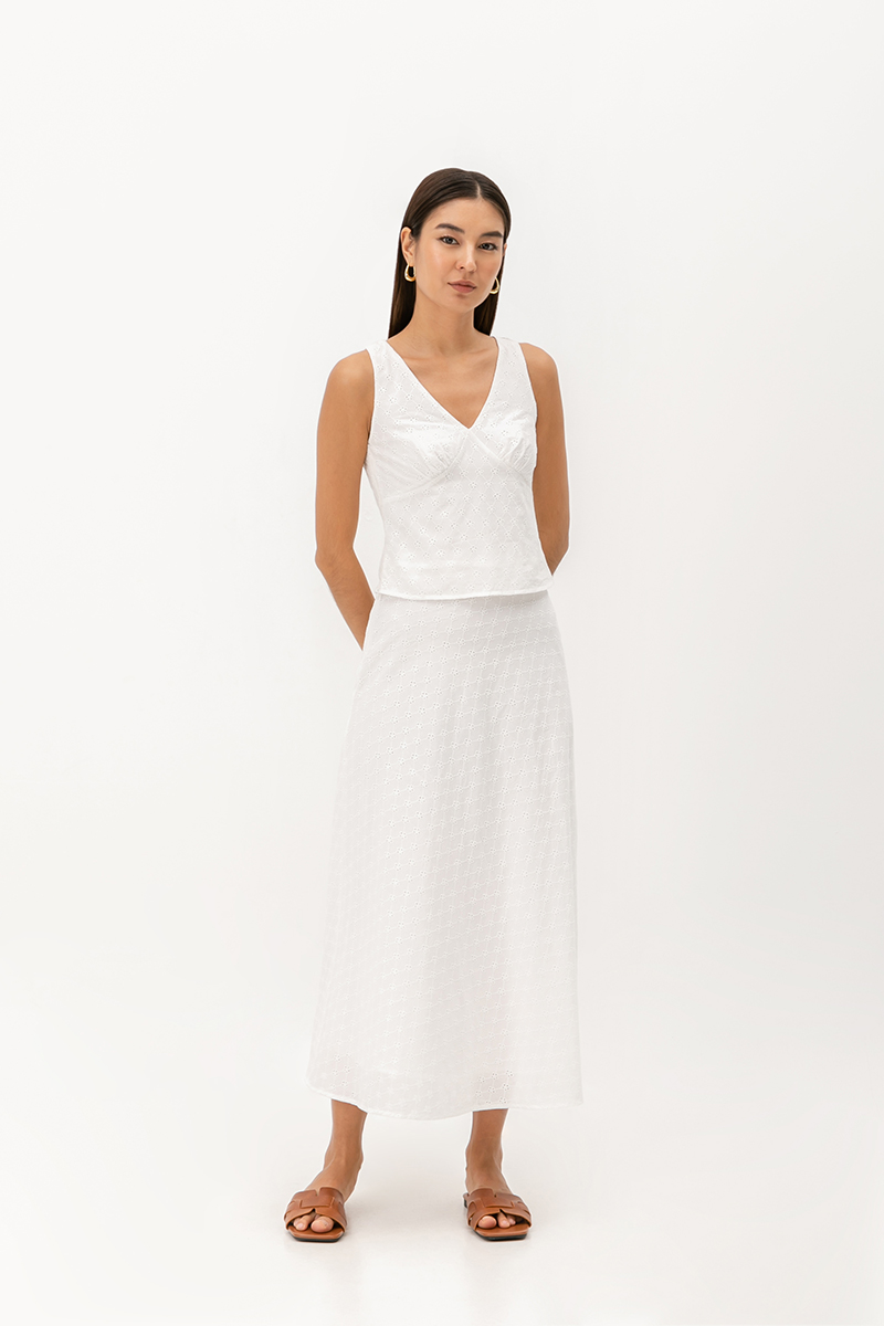 CHERIE EYELET BIAS CUT SKIRT