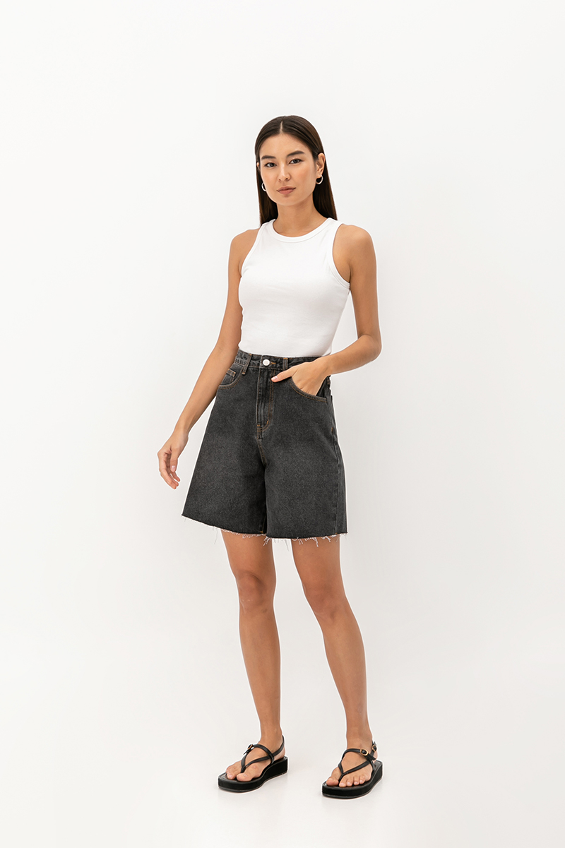 CLIFTON RAW EDGE LONG DENIM SHORTS 