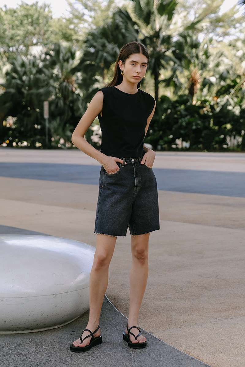 CLIFTON RAW EDGE LONG DENIM SHORTS 