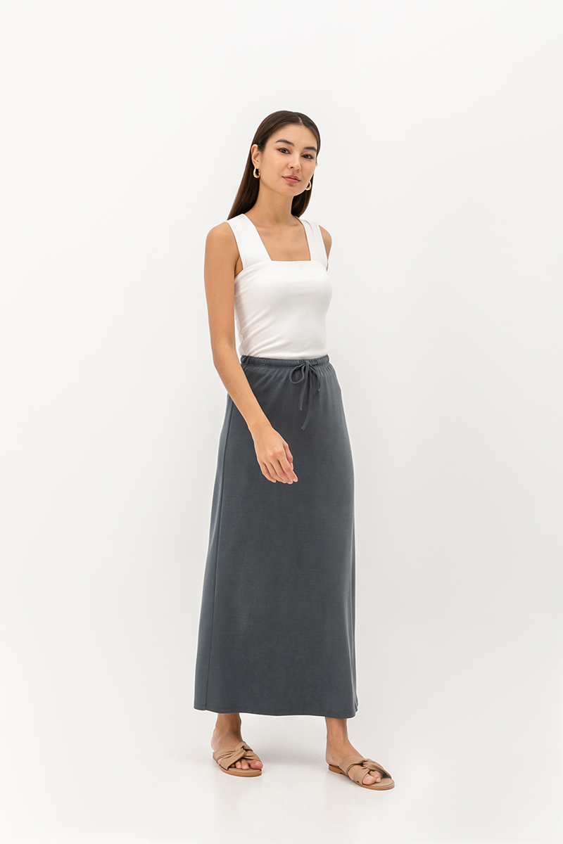 ALEXIS DRAWSTRING MIDI SKIRT