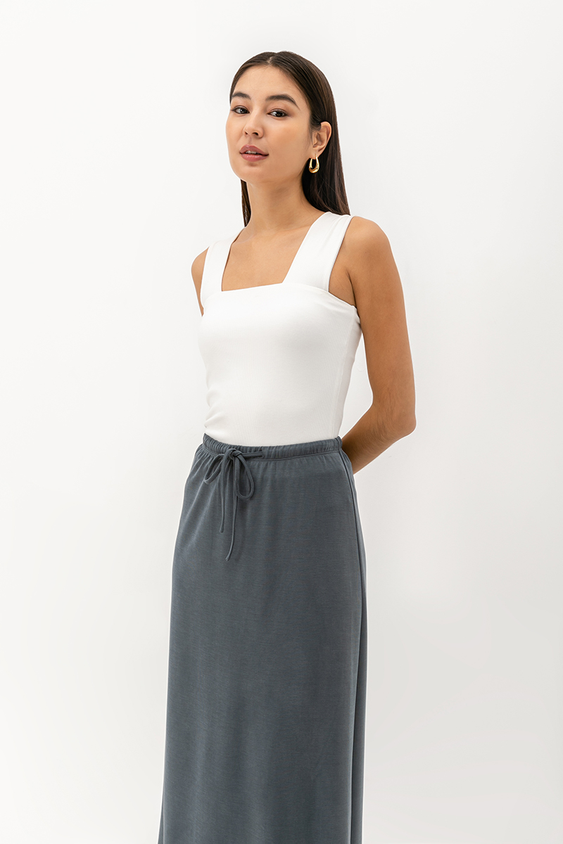 ALEXIS DRAWSTRING MIDI SKIRT 