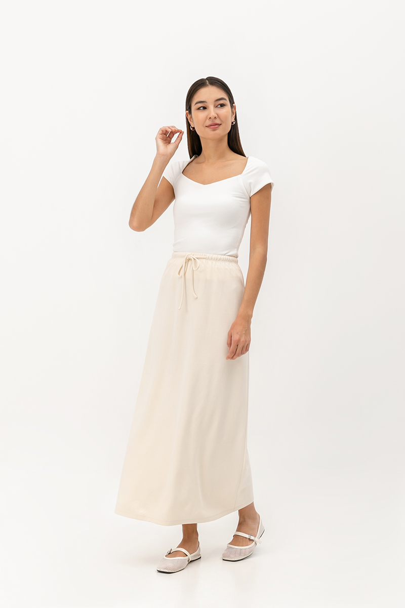 ALEXIS DRAWSTRING MIDI SKIRT 