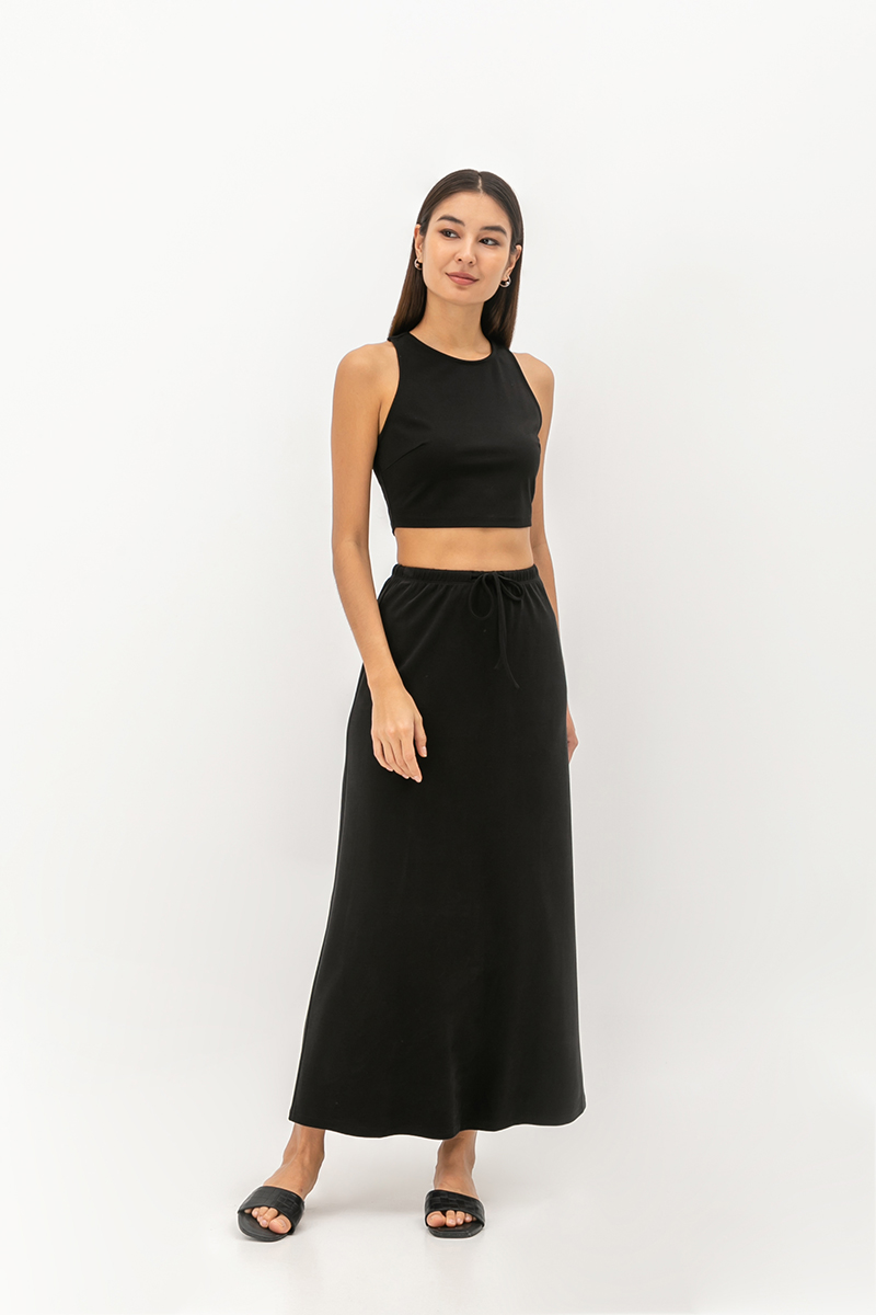 ALEXIS DRAWSTRING MIDI SKIRT