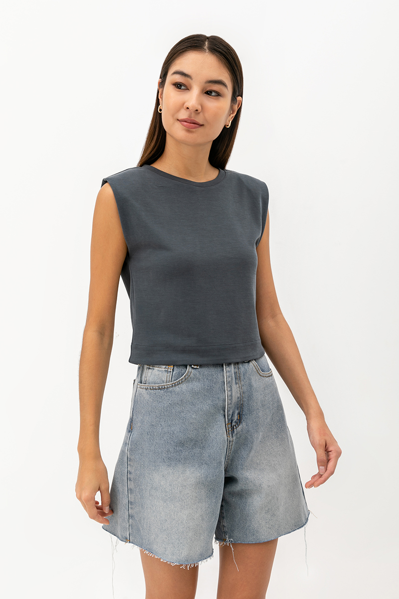 ARIA PADDED SHOULDER TOP