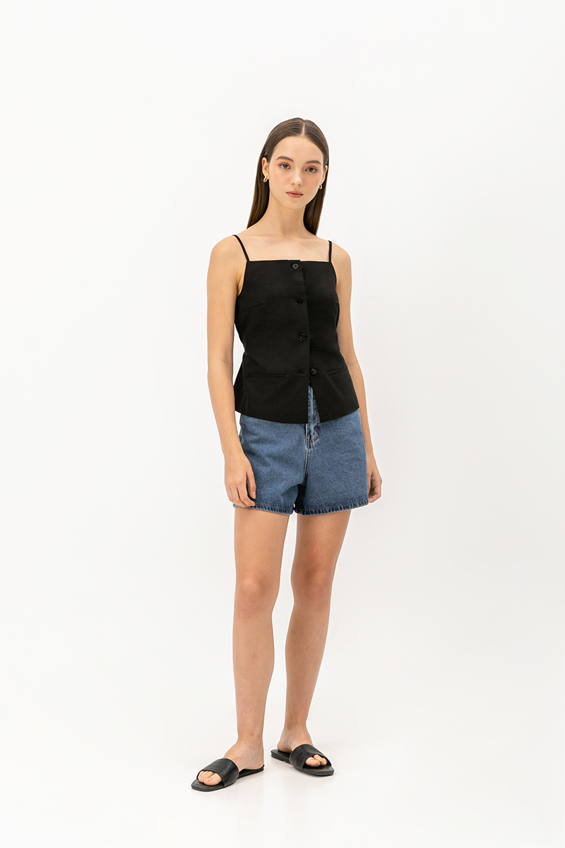 DAVIS BUTTONDOWN LINEN VEST TOP