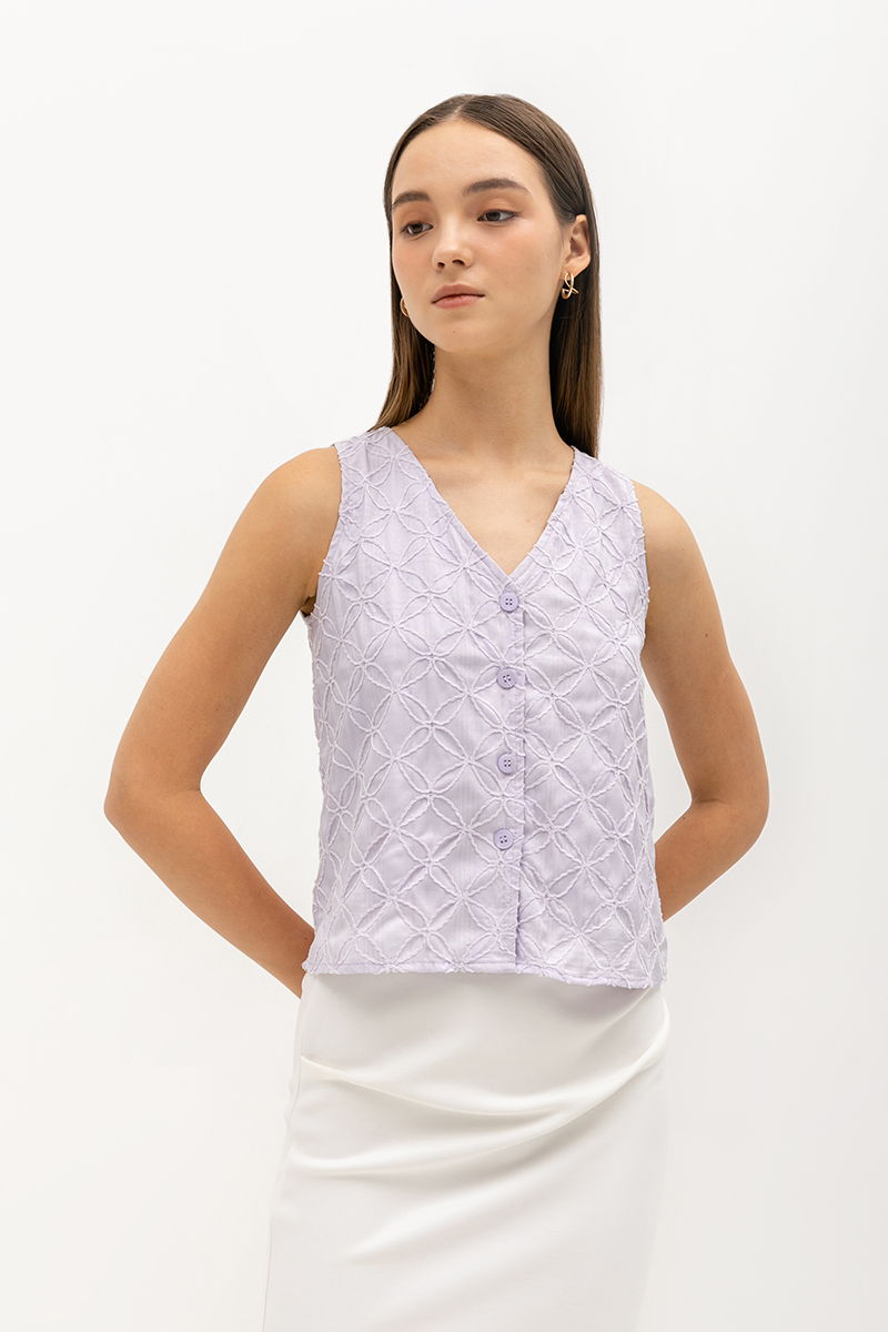 SPIROGRAPH BUTTONDOWN VEST TOP