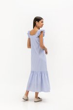 ARALYNN STRIPED RUFFLE MAXI DRESS W SASH