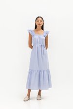 ARALYNN STRIPED RUFFLE MAXI DRESS W SASH