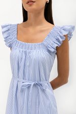 ARALYNN STRIPED RUFFLE MAXI DRESS W SASH