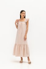 ARALYNN STRIPED RUFFLE MAXI DRESS W SASH