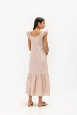 ARALYNN STRIPED RUFFLE MAXI DRESS W SASH