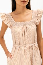 ARALYNN STRIPED RUFFLE MAXI DRESS W SASH