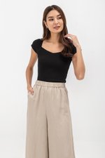 HARPER ELASTIC WAISTBAND WIDE LEG LINEN PANTS