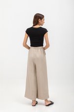 HARPER ELASTIC WAISTBAND WIDE LEG LINEN PANTS